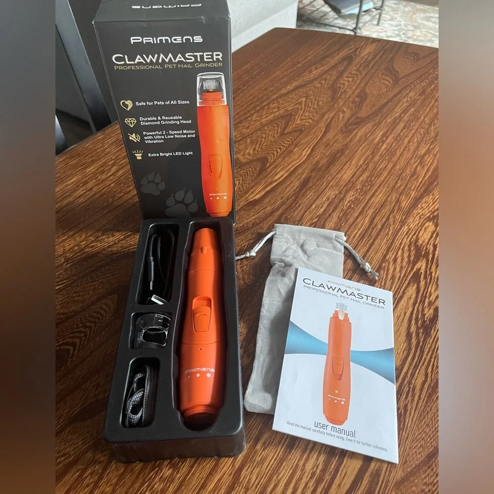 NEW Primens Clawmaster Nail Grinder for All Pets, USB Charge, 2 Speeds